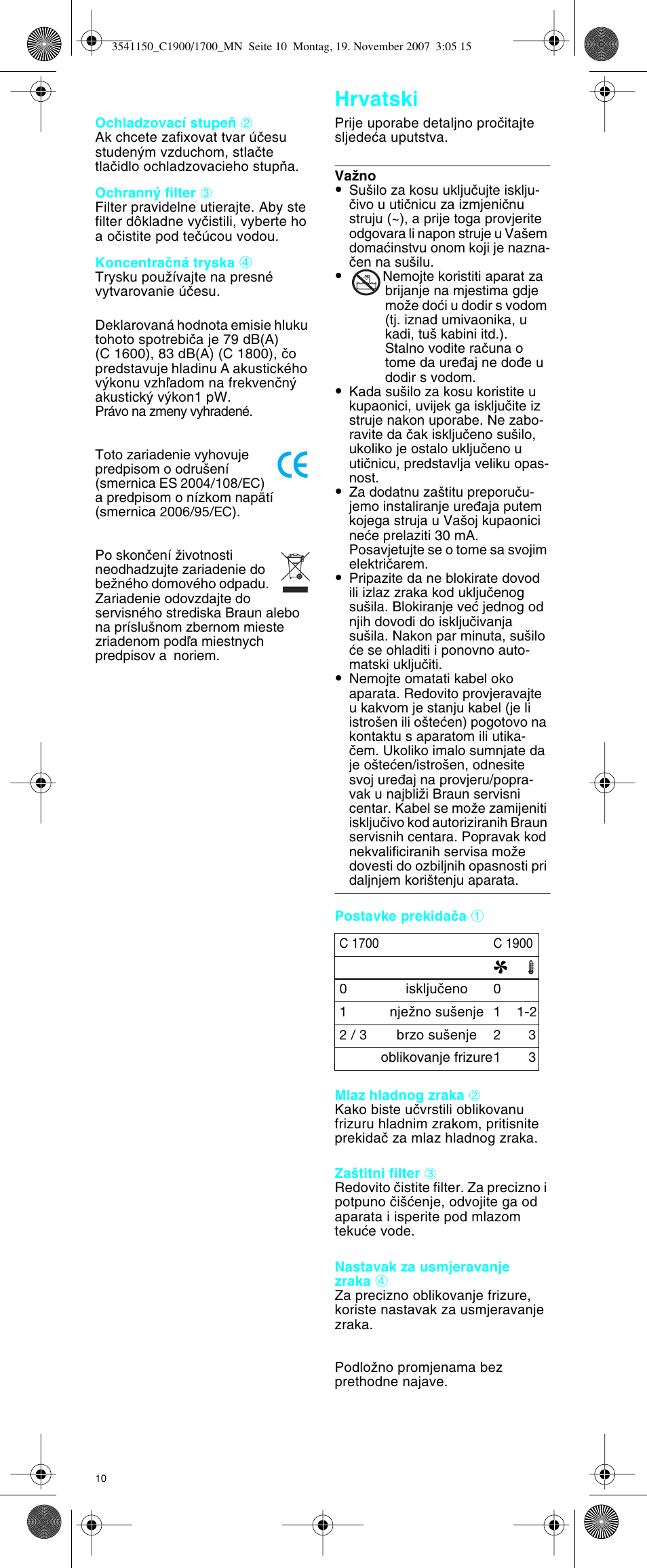 Hrvatski | Braun C1900 creation User Manual | Page 10 / 20