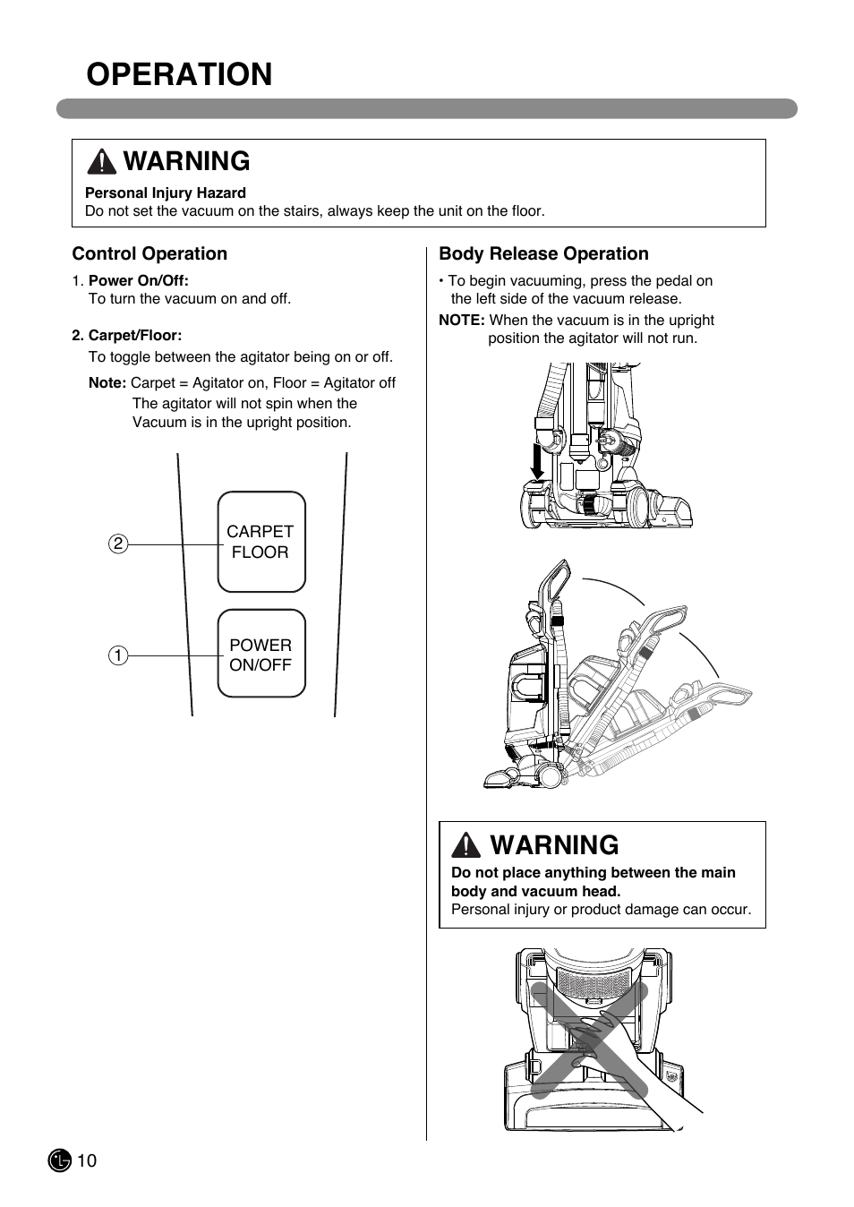 Operation, Warning | LG LUV200R User Manual | Page 11 / 75