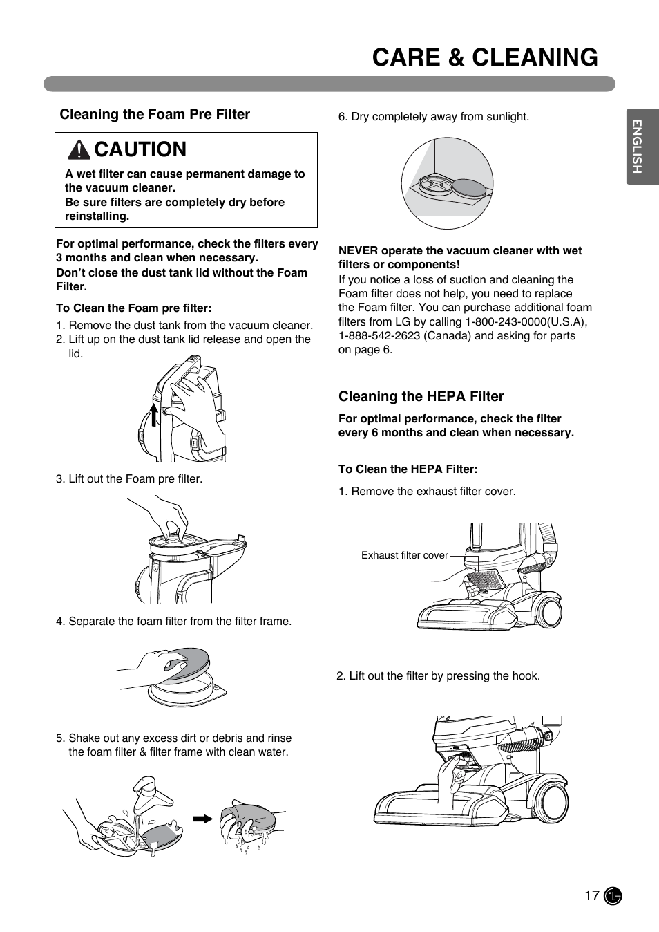 Care & cleaning, Caution | LG LUV200R User Manual | Page 18 / 75