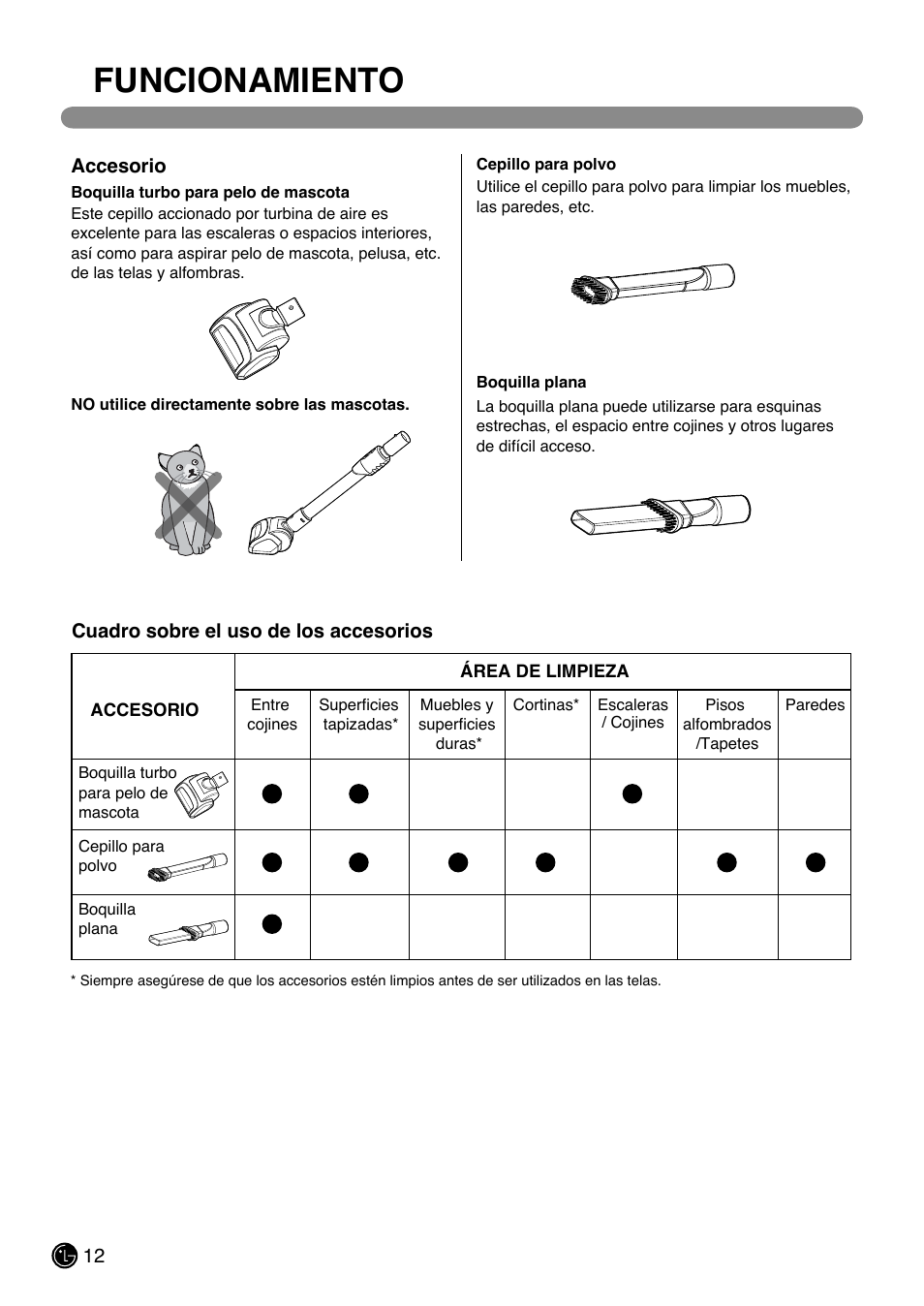 Funcionamiento | LG LUV200R User Manual | Page 37 / 75