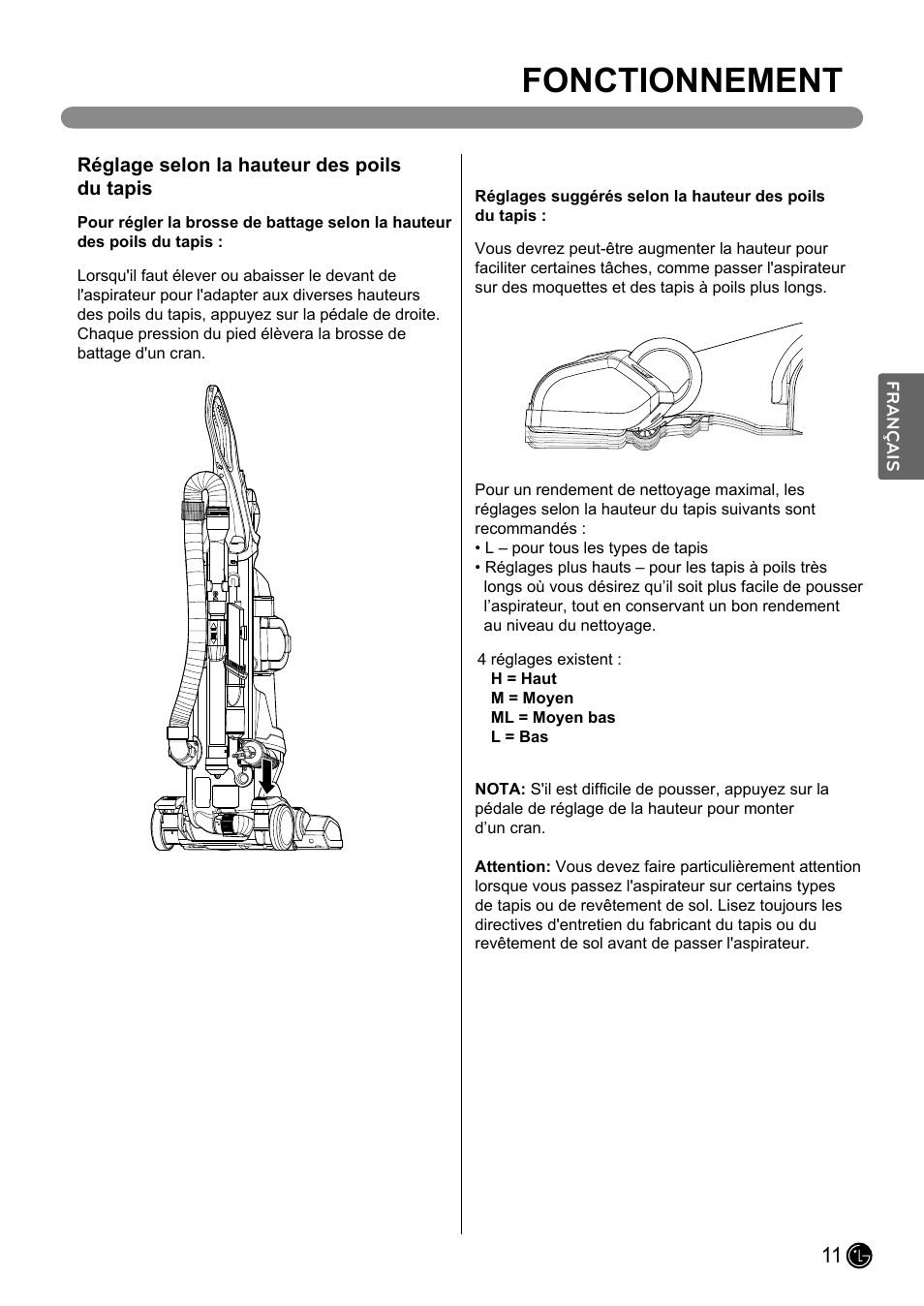 Fonctionnement | LG LUV200R User Manual | Page 60 / 75
