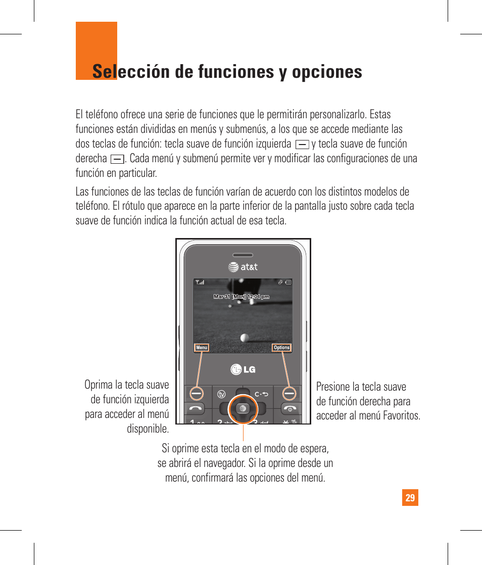 Selección de funciones y opciones | LG CB630 User Manual | Page 169 / 294