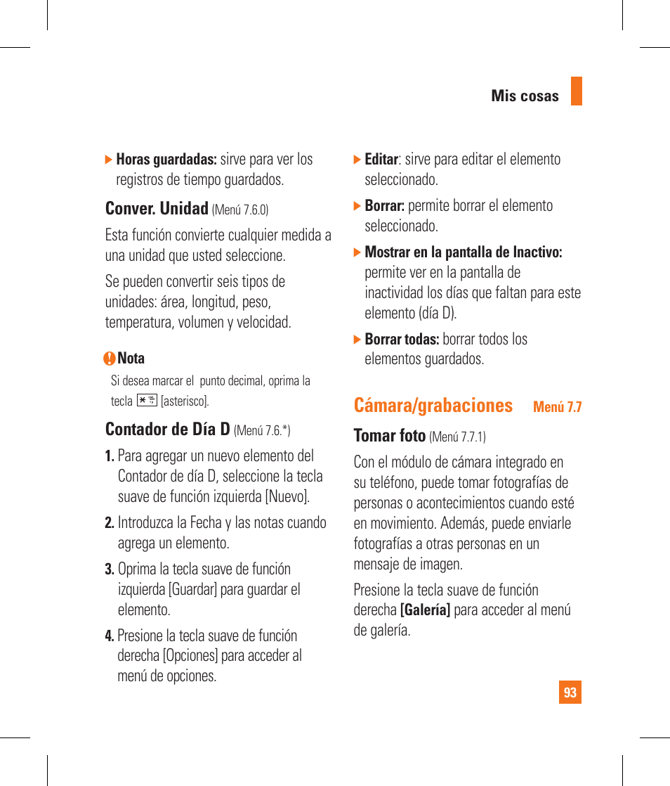Cámara/grabaciones | LG CB630 User Manual | Page 233 / 294