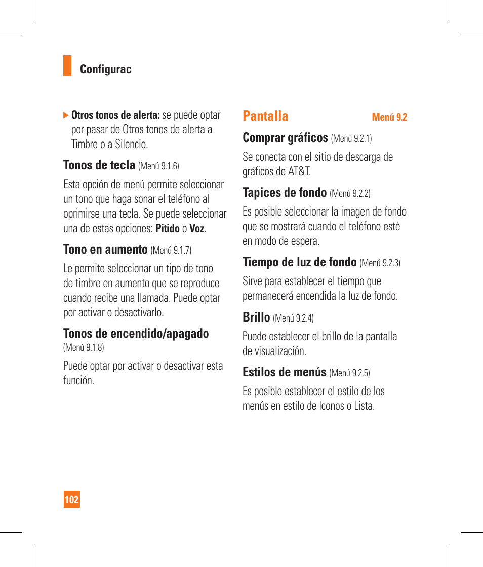 Pantalla | LG CB630 User Manual | Page 242 / 294