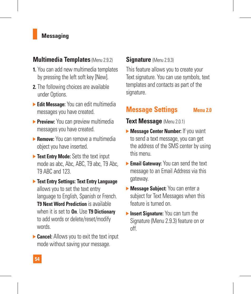 Message settings | LG CB630 User Manual | Page 58 / 294