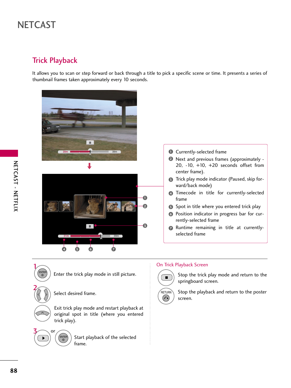 Trick playback, Netcast, Netcas t - netflix | LG 50PS80 User Manual | Page 89 / 195