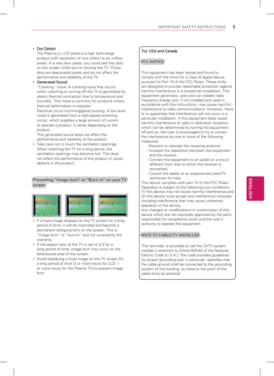 LG 60PN5300 User Manual | Page 5 / 44