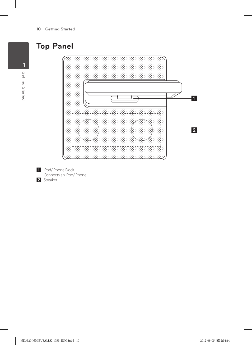 Top panel, 10 top panel | LG ND3520 User Manual | Page 10 / 24