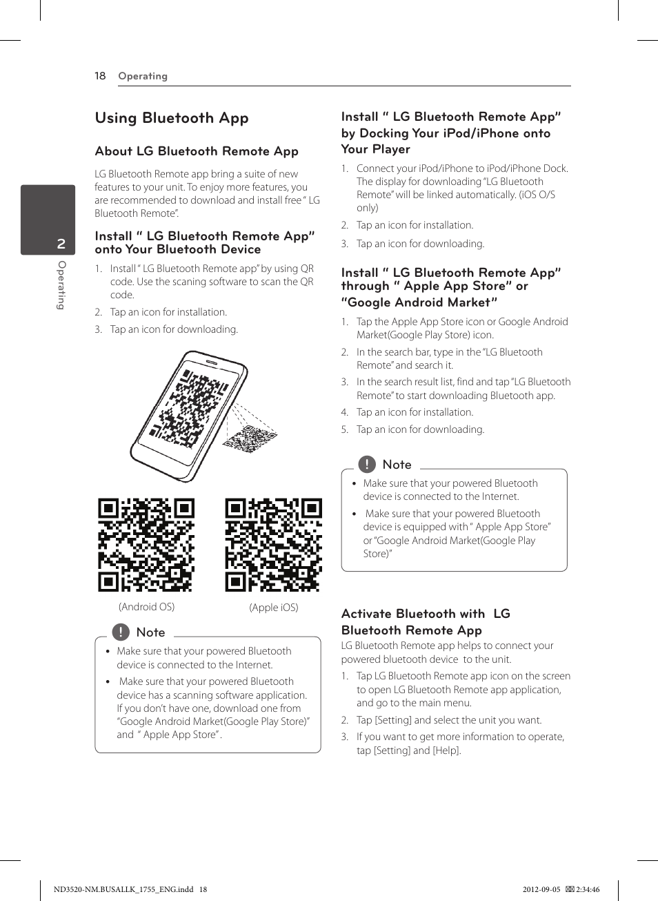 Using bluetooth app, 18 – using bluetooth app | LG ND3520 User Manual | Page 18 / 24