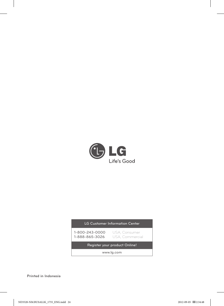 LG ND3520 User Manual | Page 24 / 24