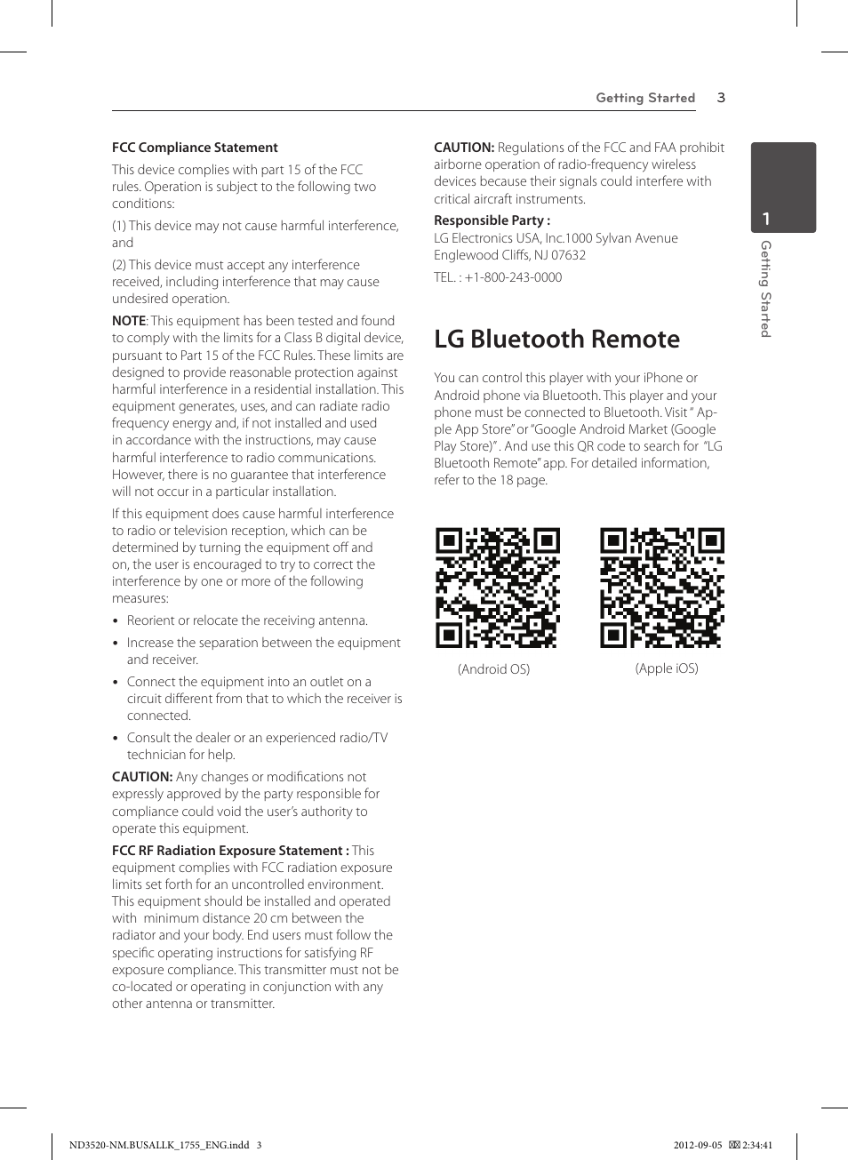 Lg bluetooth remote | LG ND3520 User Manual | Page 3 / 24