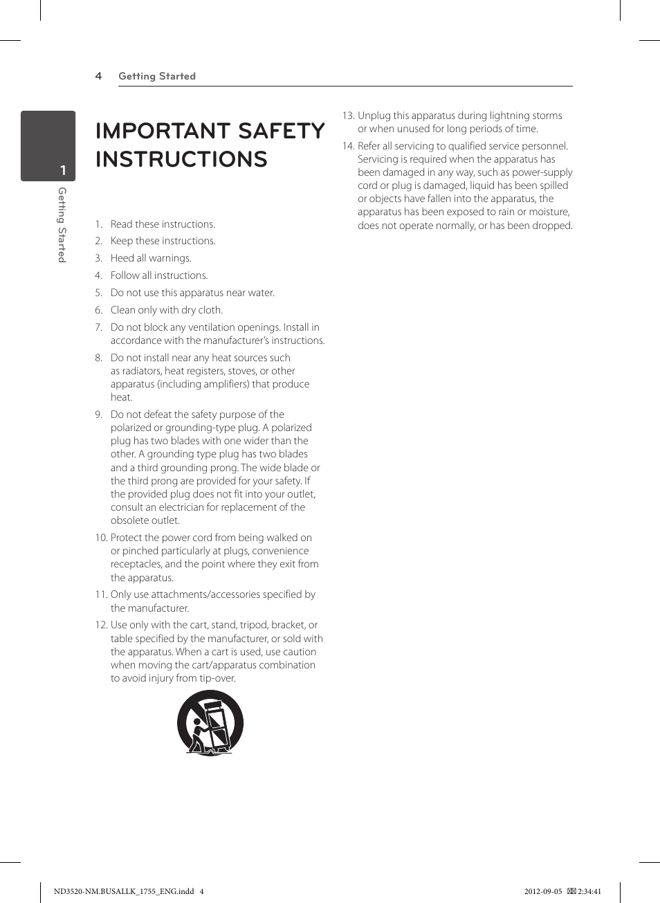 Important safety instructions | LG ND3520 User Manual | Page 4 / 24