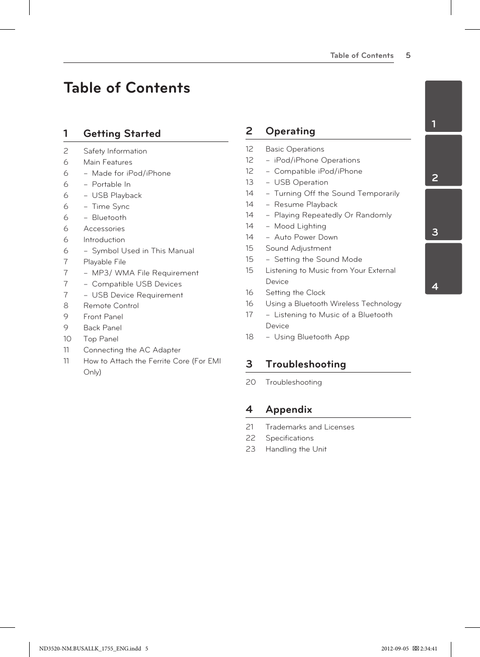 LG ND3520 User Manual | Page 5 / 24