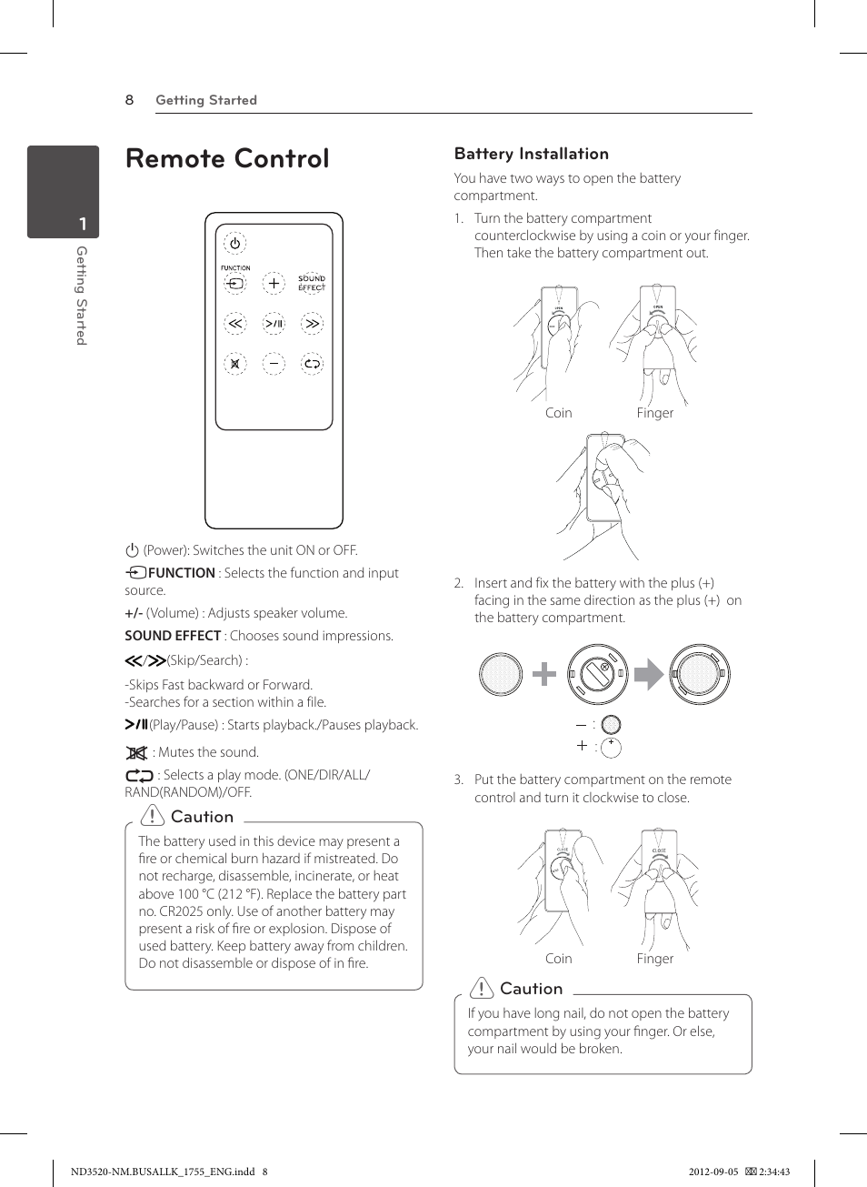 Remote control | LG ND3520 User Manual | Page 8 / 24