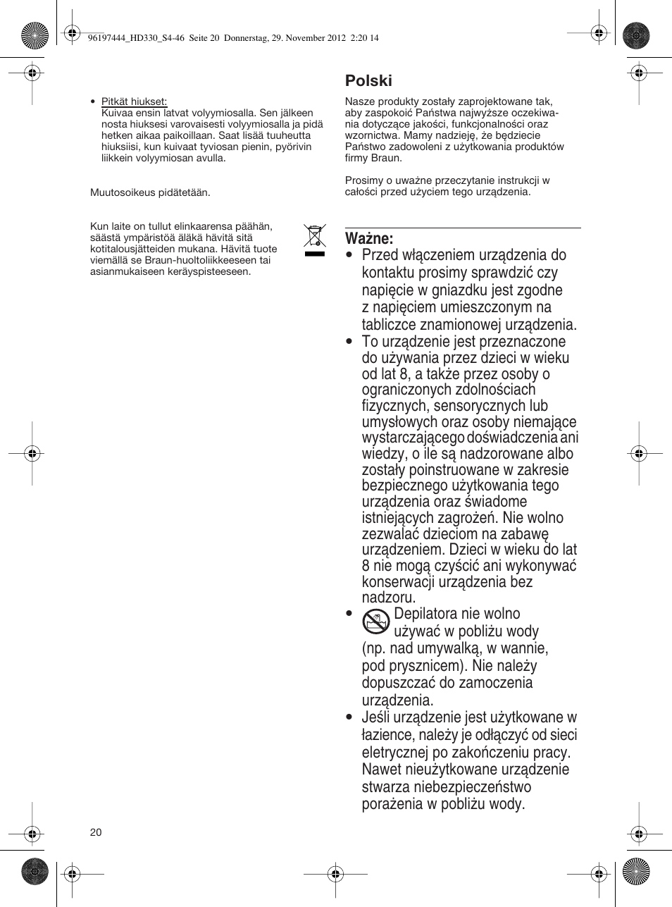 Braun HD310 Satin Hair 3 User Manual | Page 20 / 45