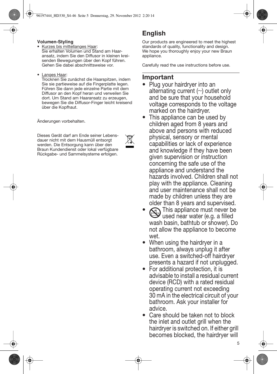 Braun HD310 Satin Hair 3 User Manual | Page 5 / 45