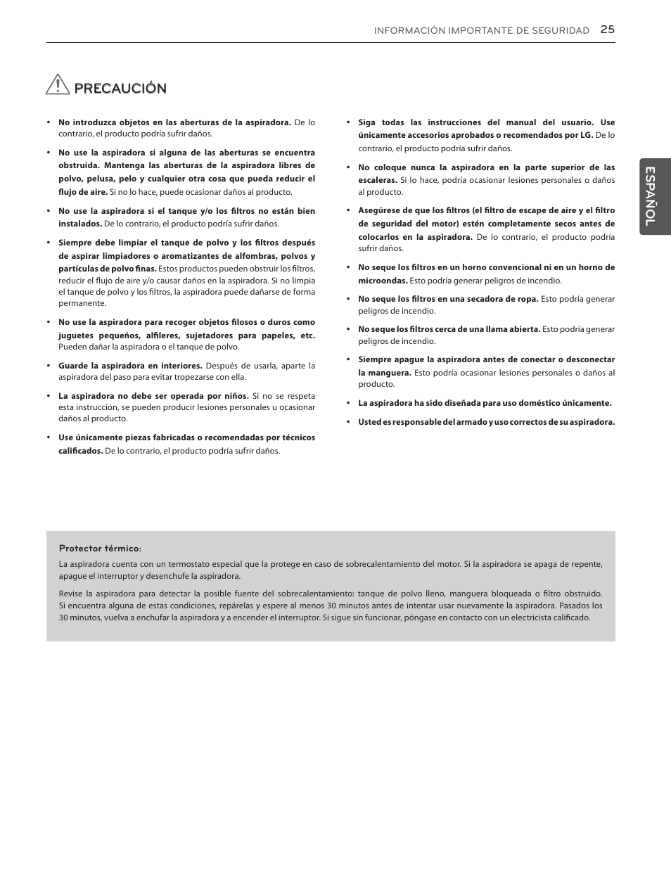 Garantía (ee. uu.), Precaución, Advertencia | Esp añol | LG LUV350P User Manual | Page 24 / 58