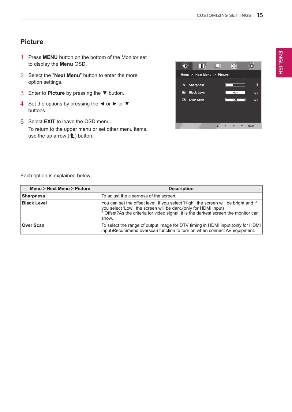 Picture | LG 23ET63B-W User Manual | Page 15 / 27