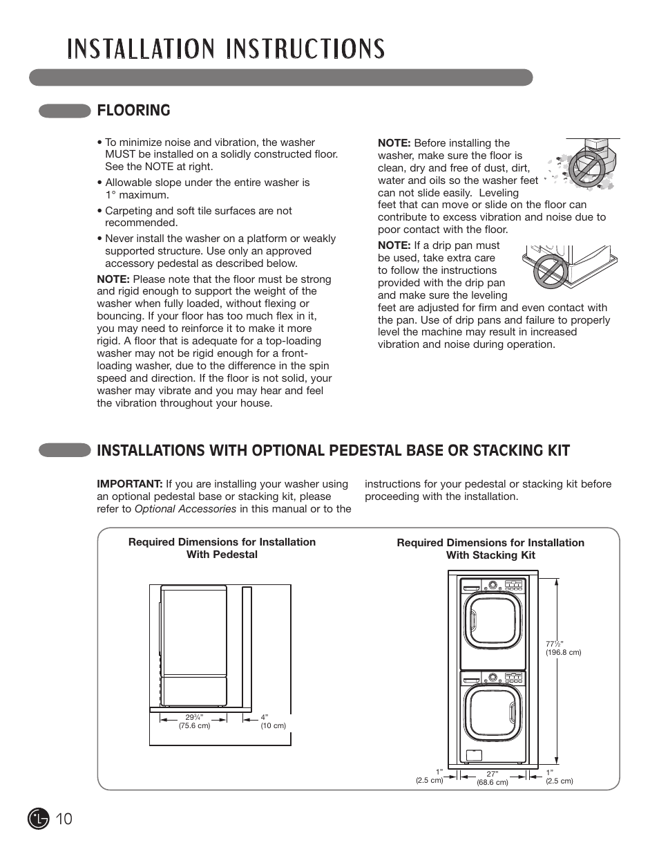 Flooring | LG WM2601HL User Manual | Page 10 / 108