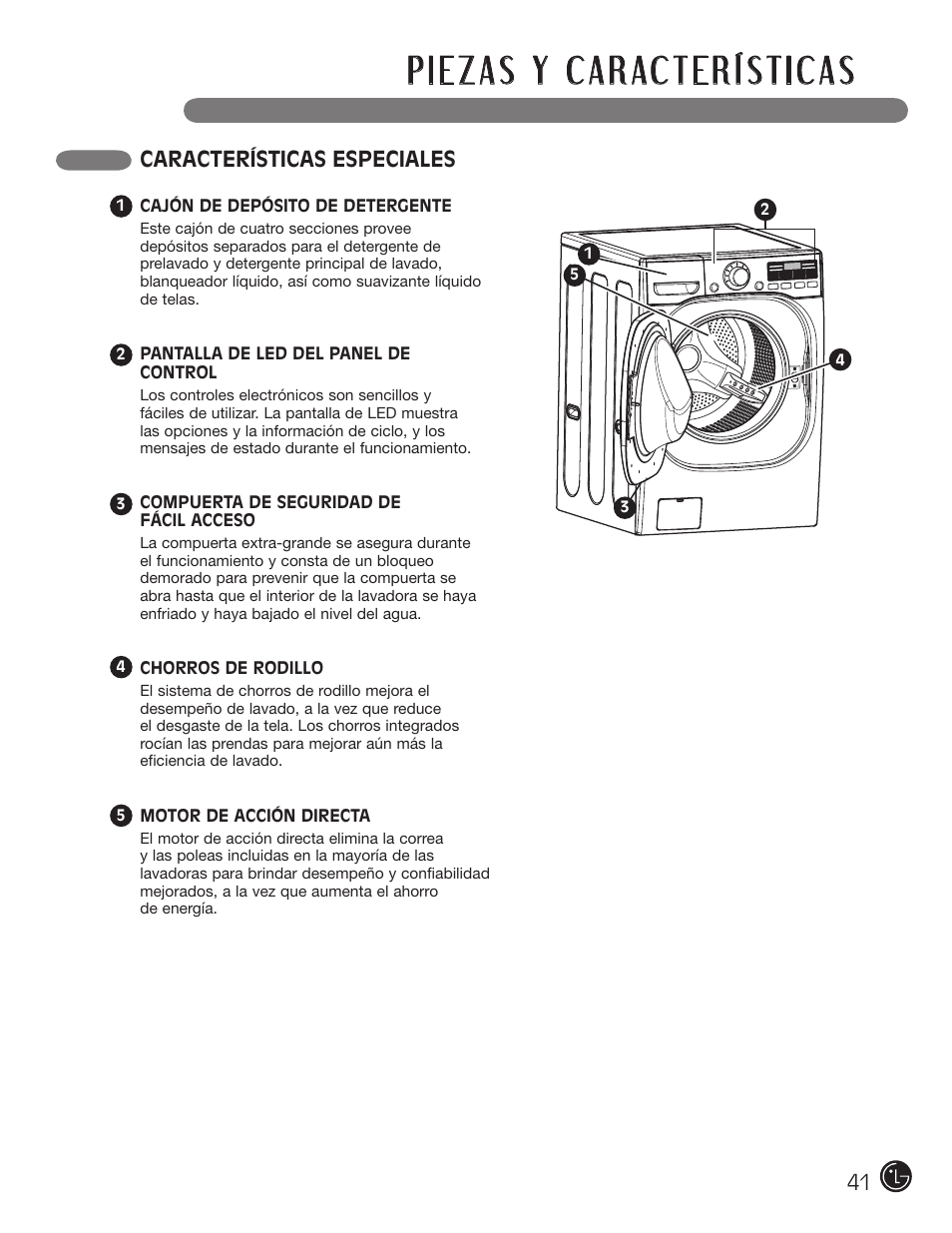 Características especiales | LG WM2601HL User Manual | Page 41 / 108