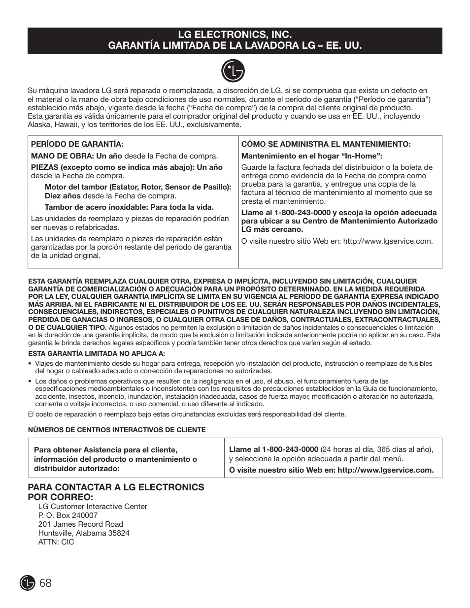LG WM2601HL User Manual | Page 68 / 108