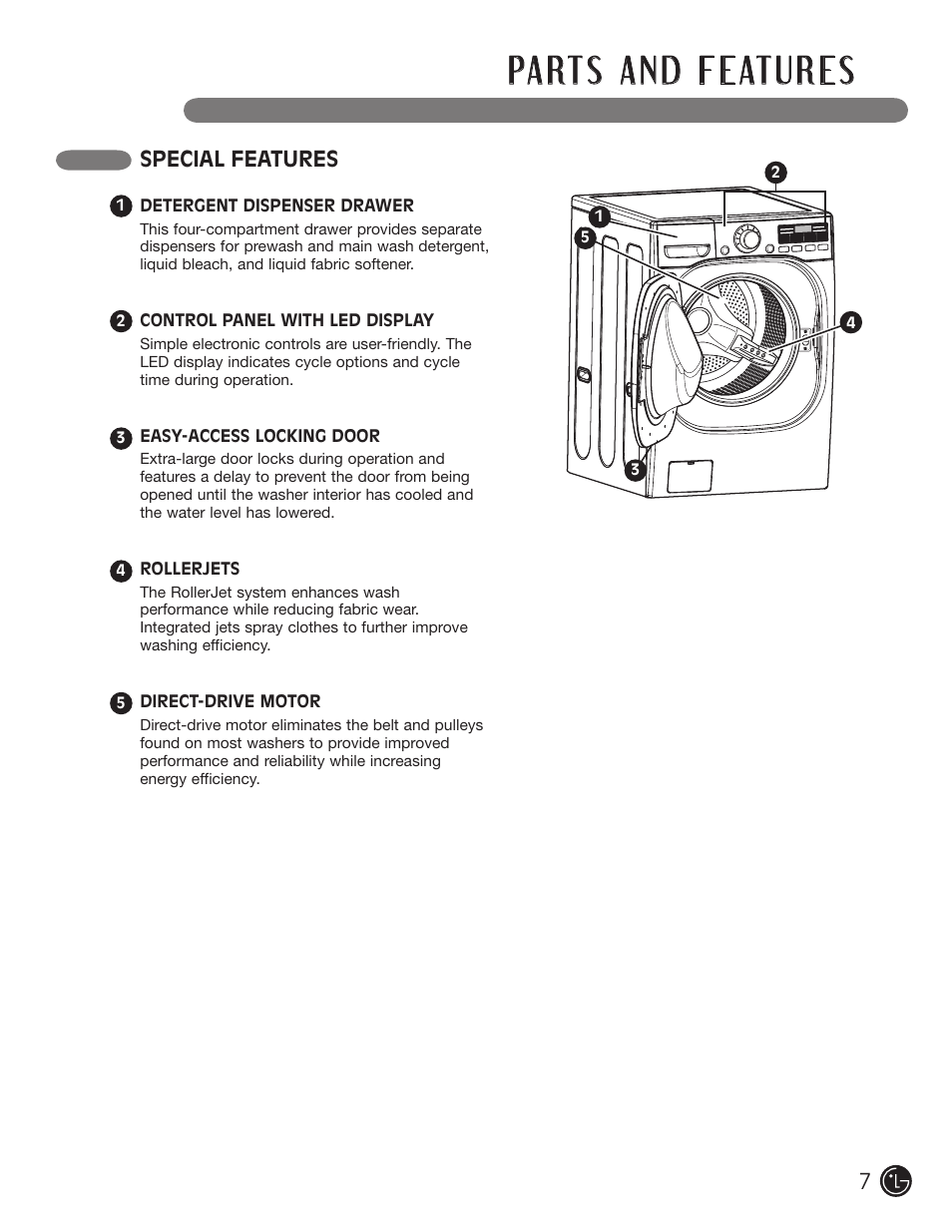 Special features | LG WM2601HL User Manual | Page 7 / 108