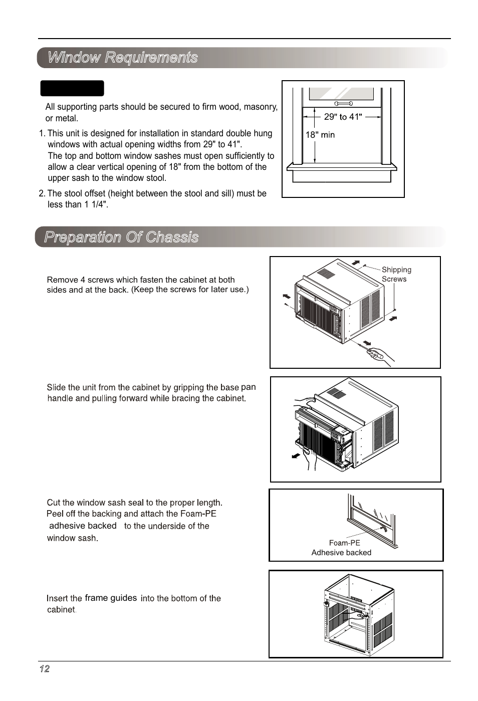 Preparation of chassis window requirements, Notice | LG LW1814ER User Manual | Page 12 / 46
