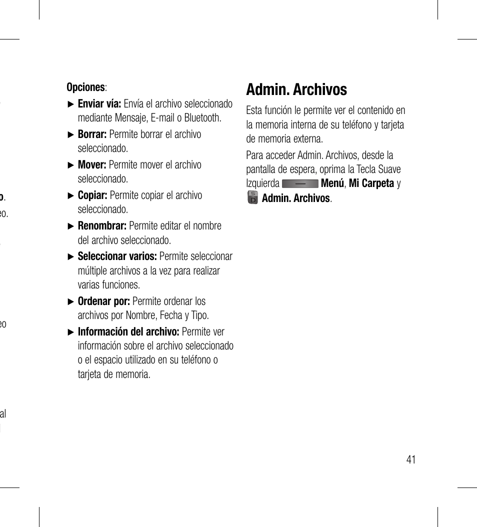 Admin. archivos | LG LG530G User Manual | Page 103 / 130