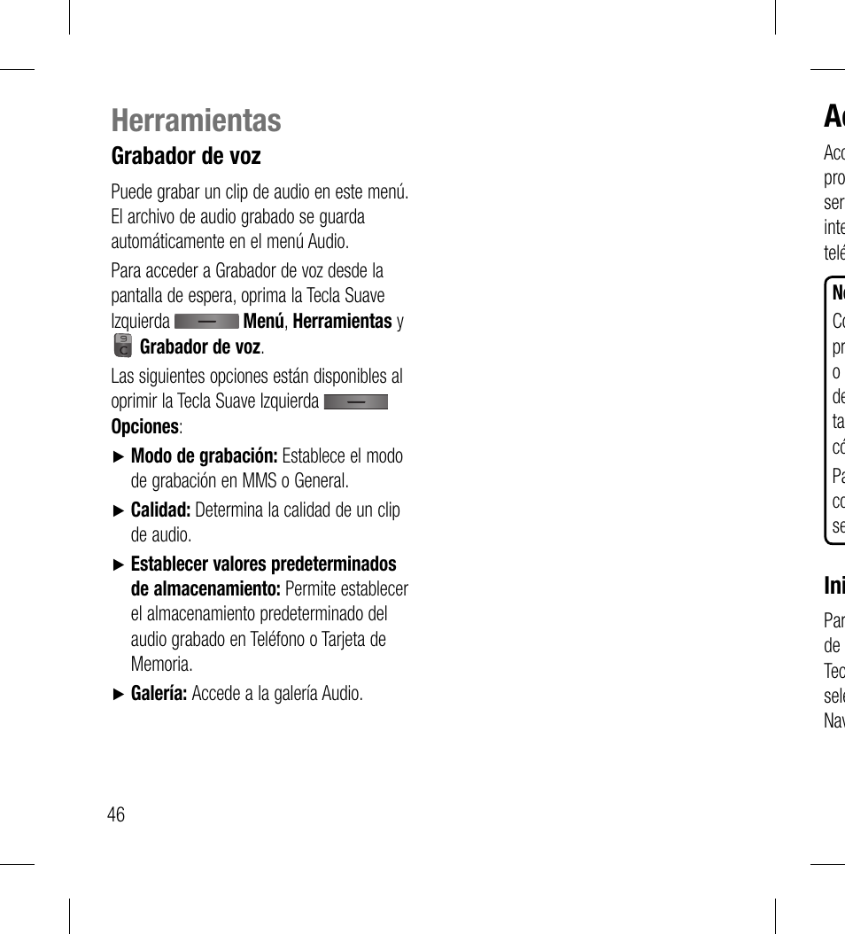 Herramientas | LG LG530G User Manual | Page 108 / 130