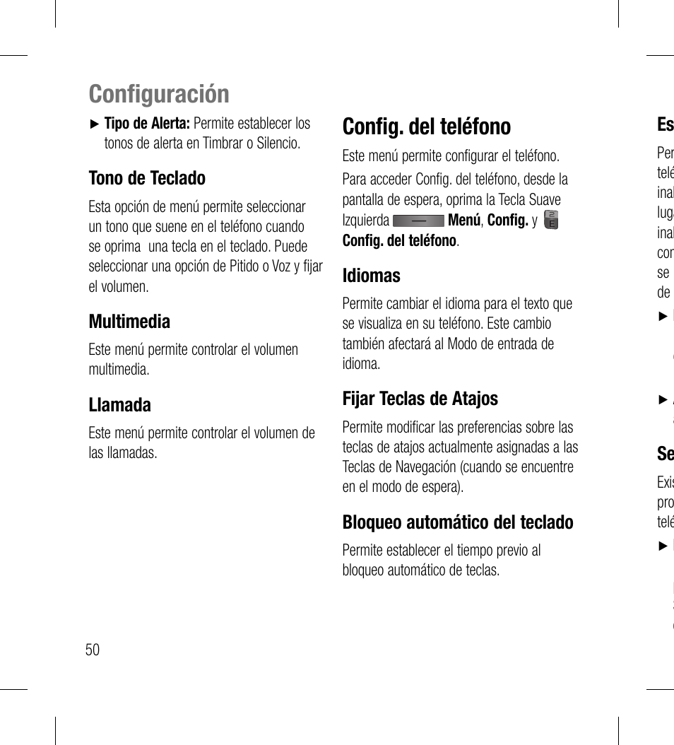 Configuración, Conﬁ g. del teléfono | LG LG530G User Manual | Page 112 / 130