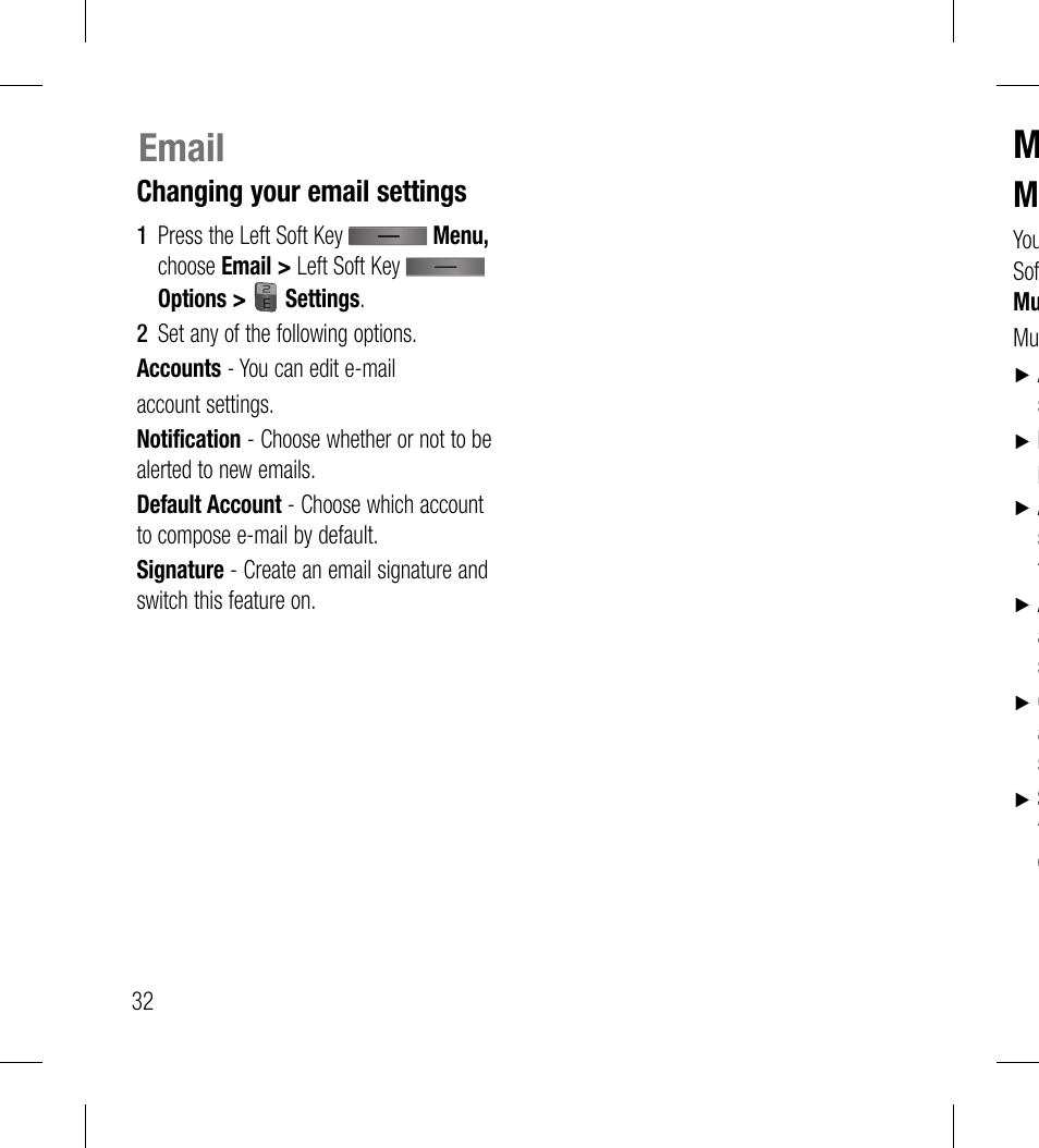 Memail, Changing your email settings | LG LG530G User Manual | Page 34 / 130