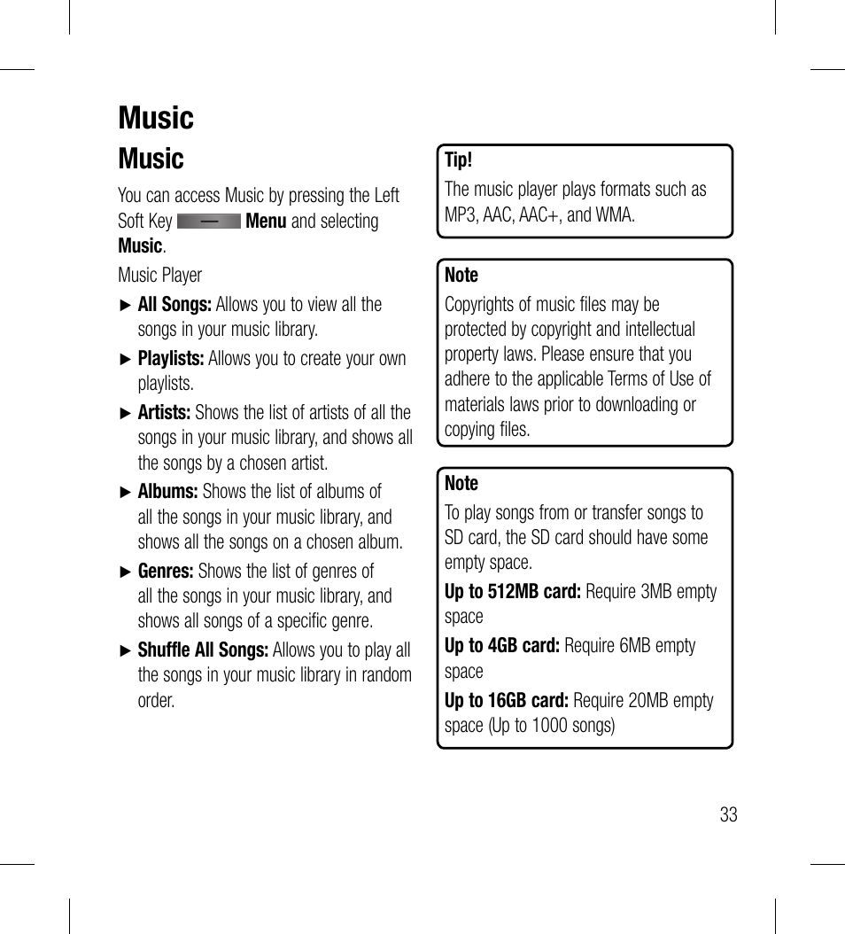 Music | LG LG530G User Manual | Page 35 / 130