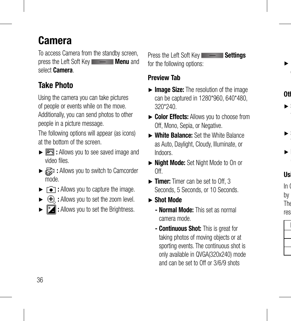 Camera, Take photo | LG LG530G User Manual | Page 38 / 130