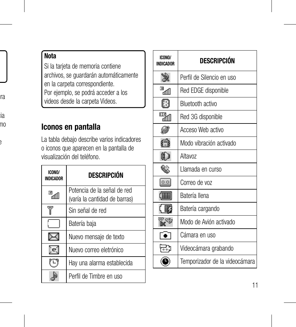 Iconos en pantalla | LG LG530G User Manual | Page 73 / 130