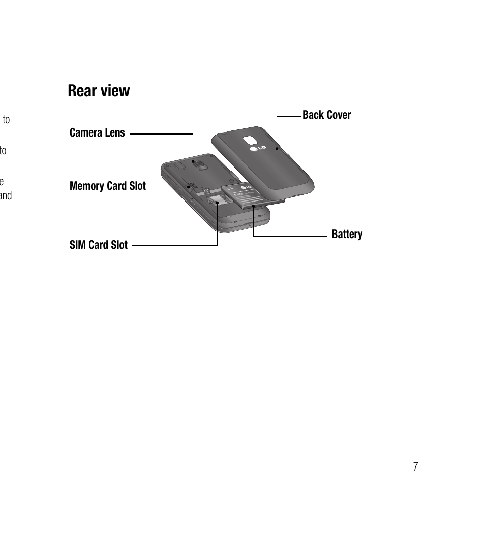 Rear view | LG LG530G User Manual | Page 9 / 130