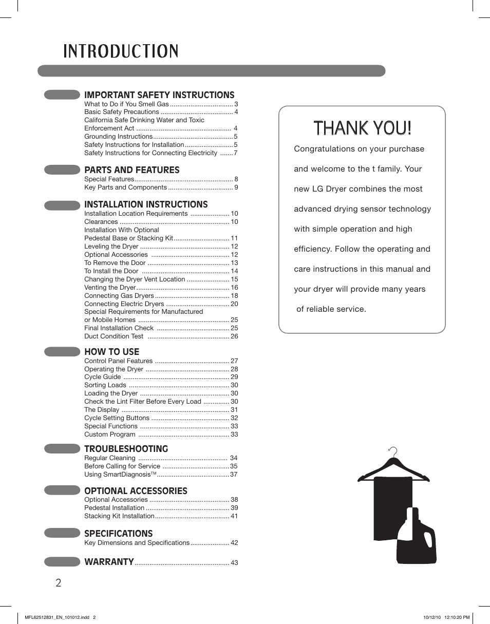 LG DLE2350W User Manual | Page 2 / 132