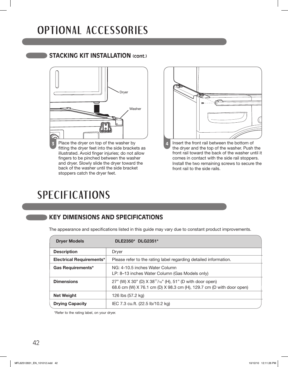 LG DLE2350W User Manual | Page 42 / 132