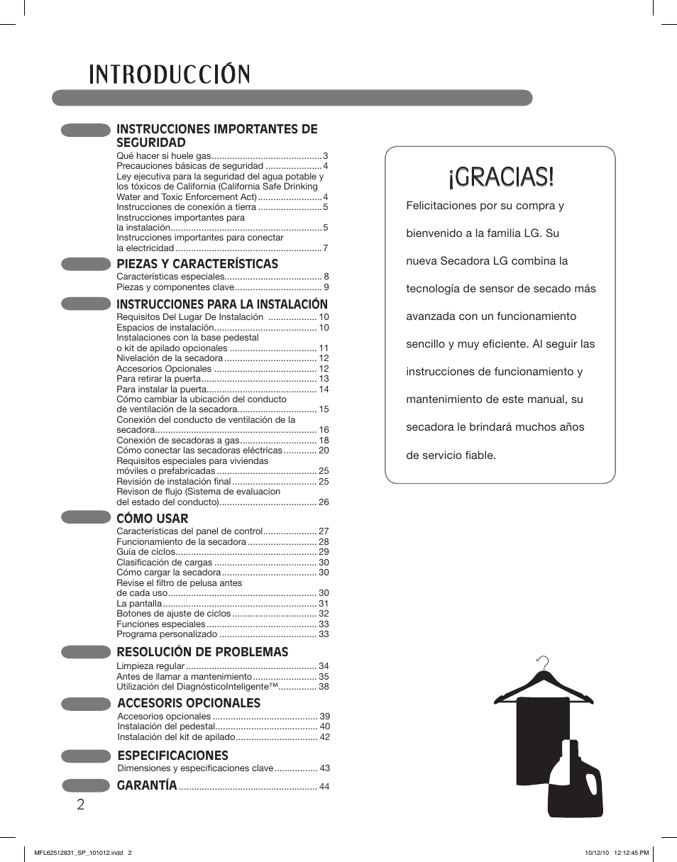 Gracias | LG DLE2350W User Manual | Page 46 / 132