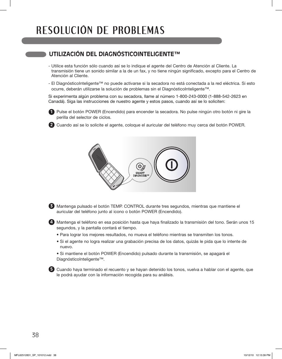 Utilización del diagnósticointeligente | LG DLE2350W User Manual | Page 82 / 132