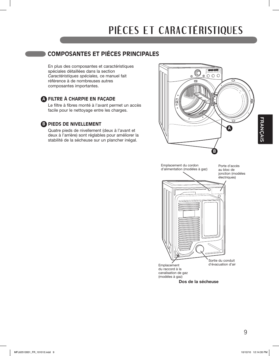 Composantes et piéces principales, Français | LG DLE2350W User Manual | Page 97 / 132