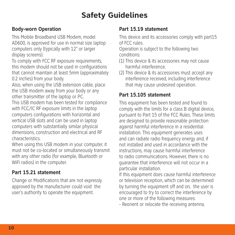 Safety guidelines | LG AD600 User Manual | Page 10 / 12