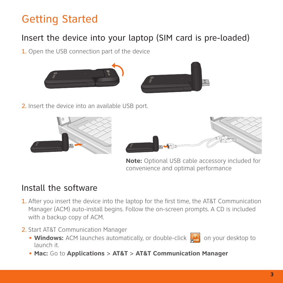 Getting started, Install the software | LG AD600 User Manual | Page 3 / 12