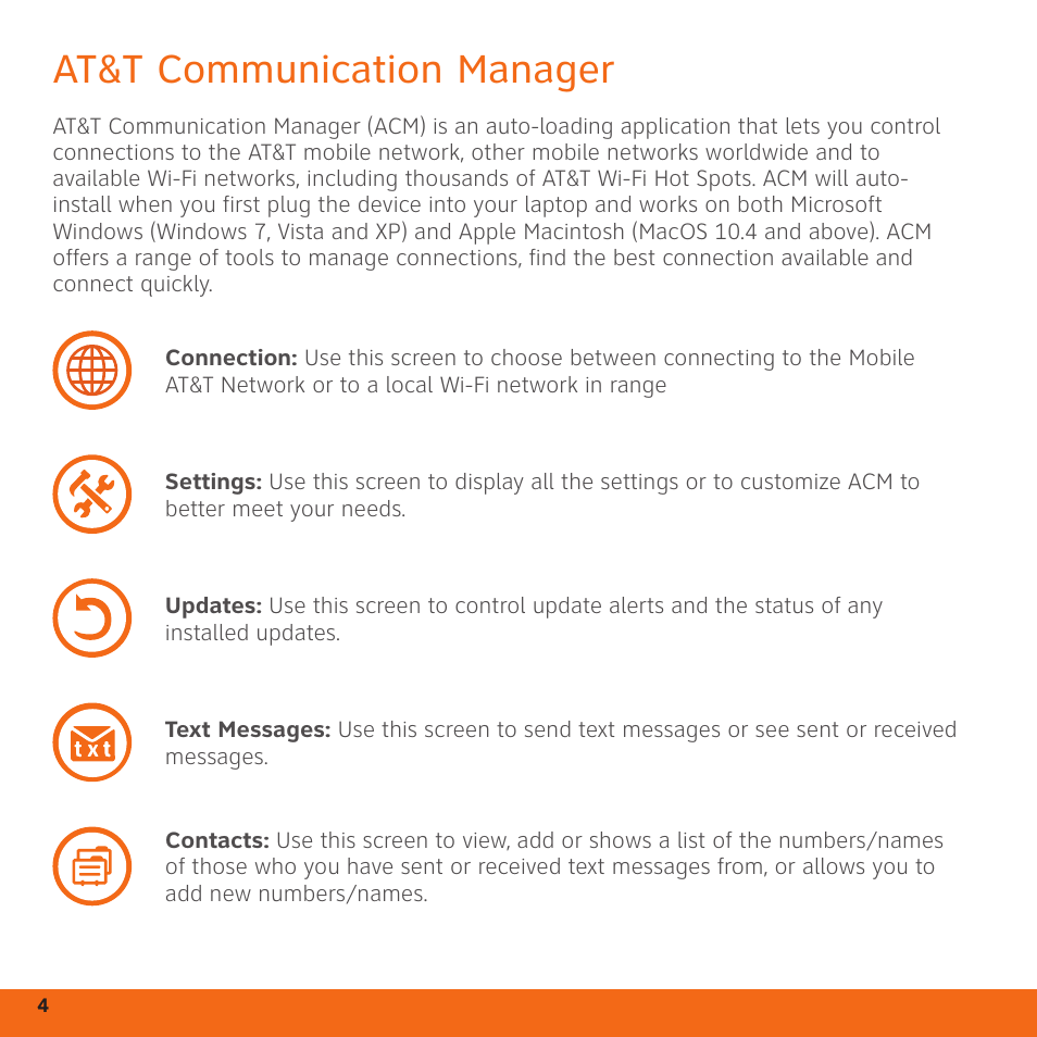 At&t communication manager | LG AD600 User Manual | Page 4 / 12