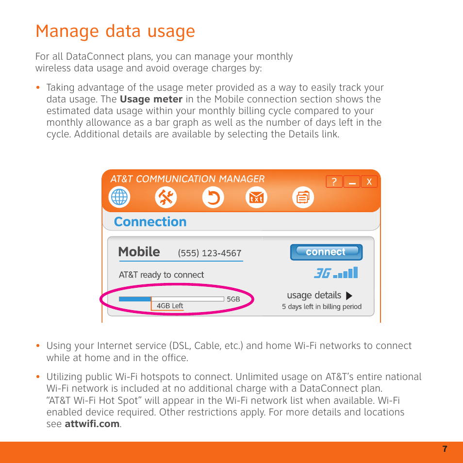 Manage data usage | LG AD600 User Manual | Page 7 / 12