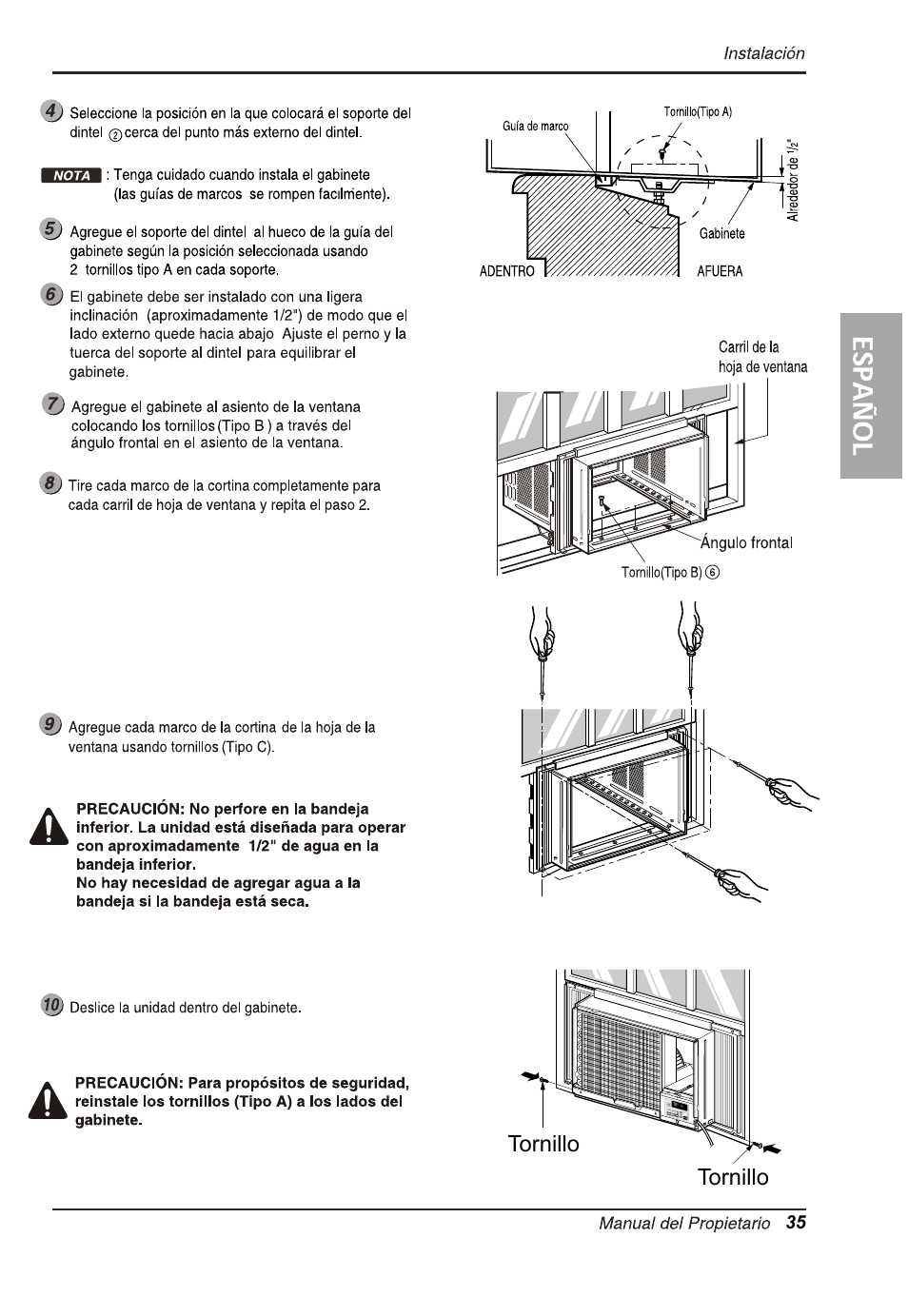 Tornillo | LG LW7013HR User Manual | Page 35 / 48