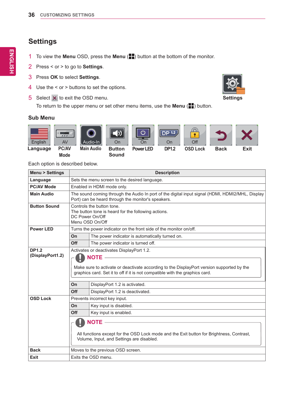 Settings | LG 29EB93-P User Manual | Page 37 / 43
