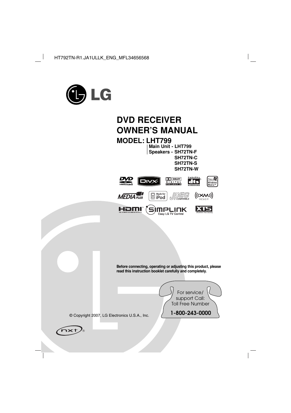 LG LHT799 User Manual | 33 pages