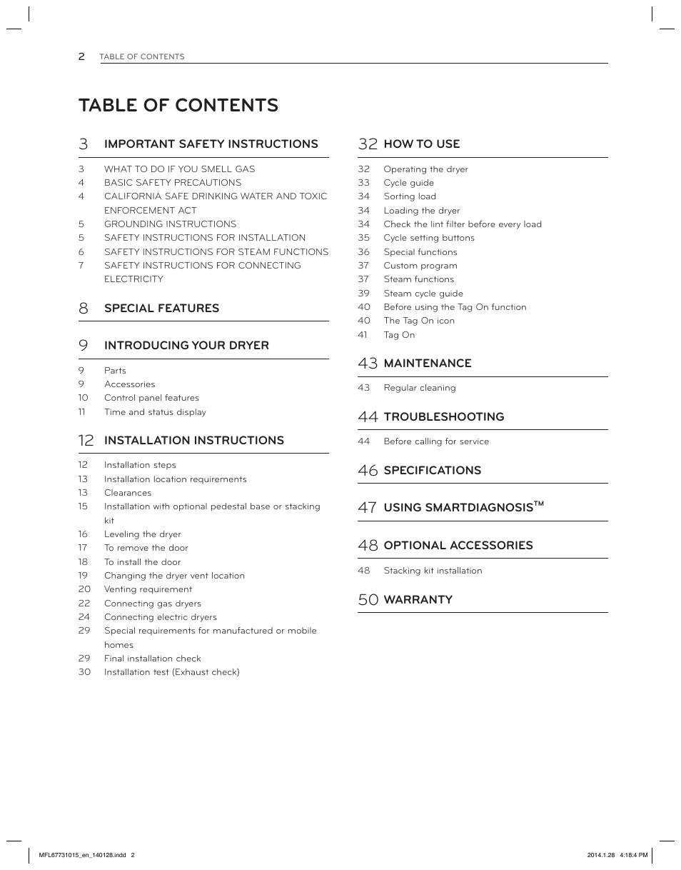 LG DLGX8501V User Manual | Page 2 / 108