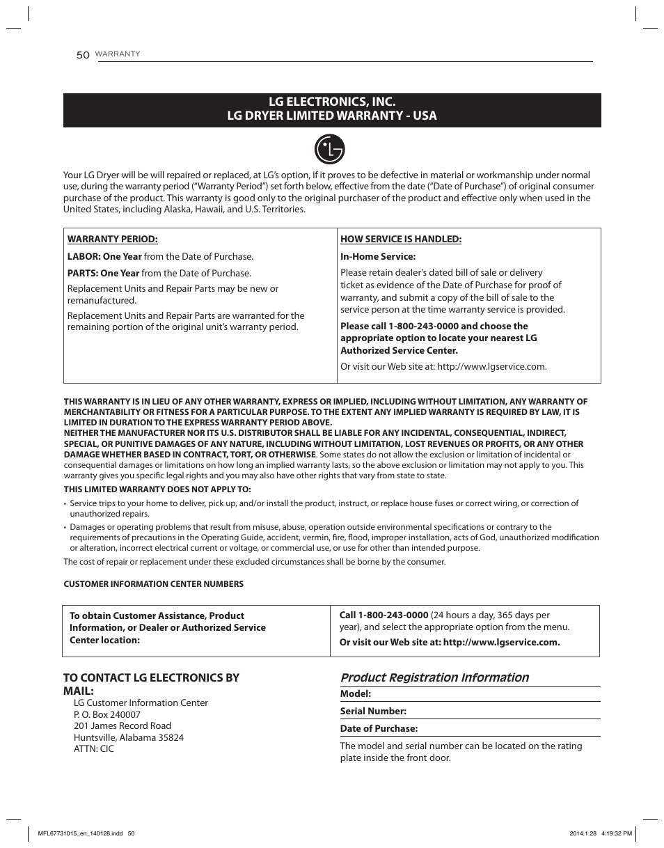 LG DLGX8501V User Manual | Page 50 / 108