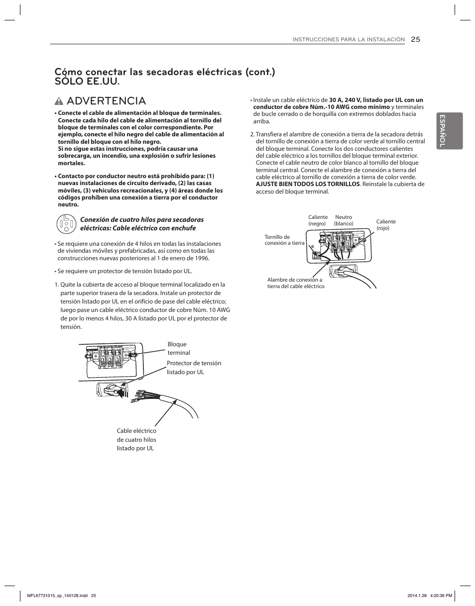 Advertencia | LG DLGX8501V User Manual | Page 75 / 108